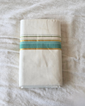 Teal Kasavu Kaithari Double Mundu — Handwoven Kerala