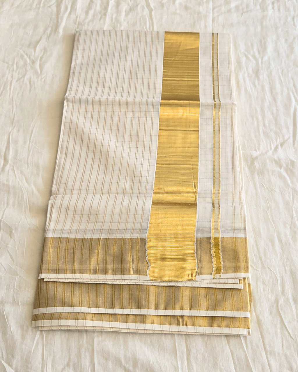 Balaramapuram Kaithari - 100% Organic Cotton Kasavu Saree