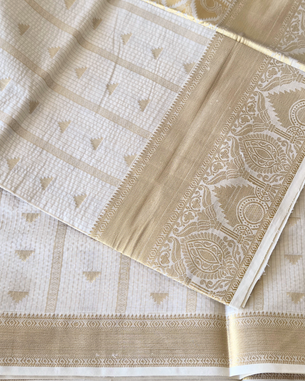 Balaramapuram Kaithari - 100% Organic Cotton Kasavu Saree