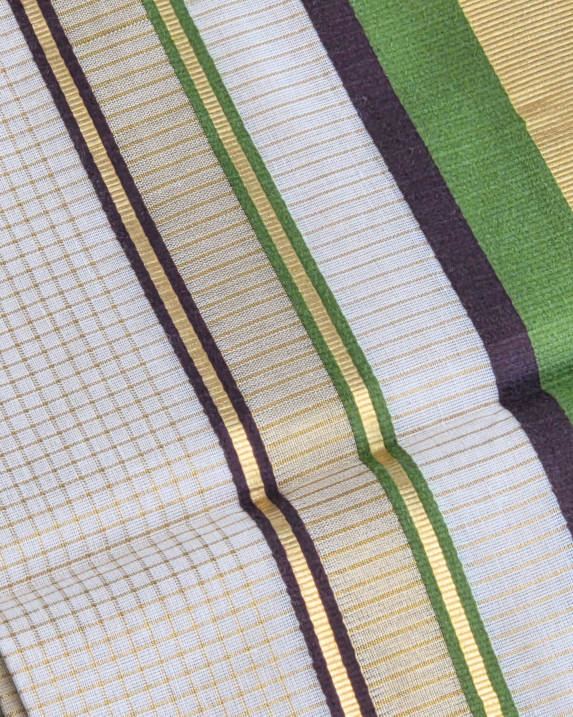 Balaramapuram Kaithari - 100% Organic Cotton Kasavu Saree