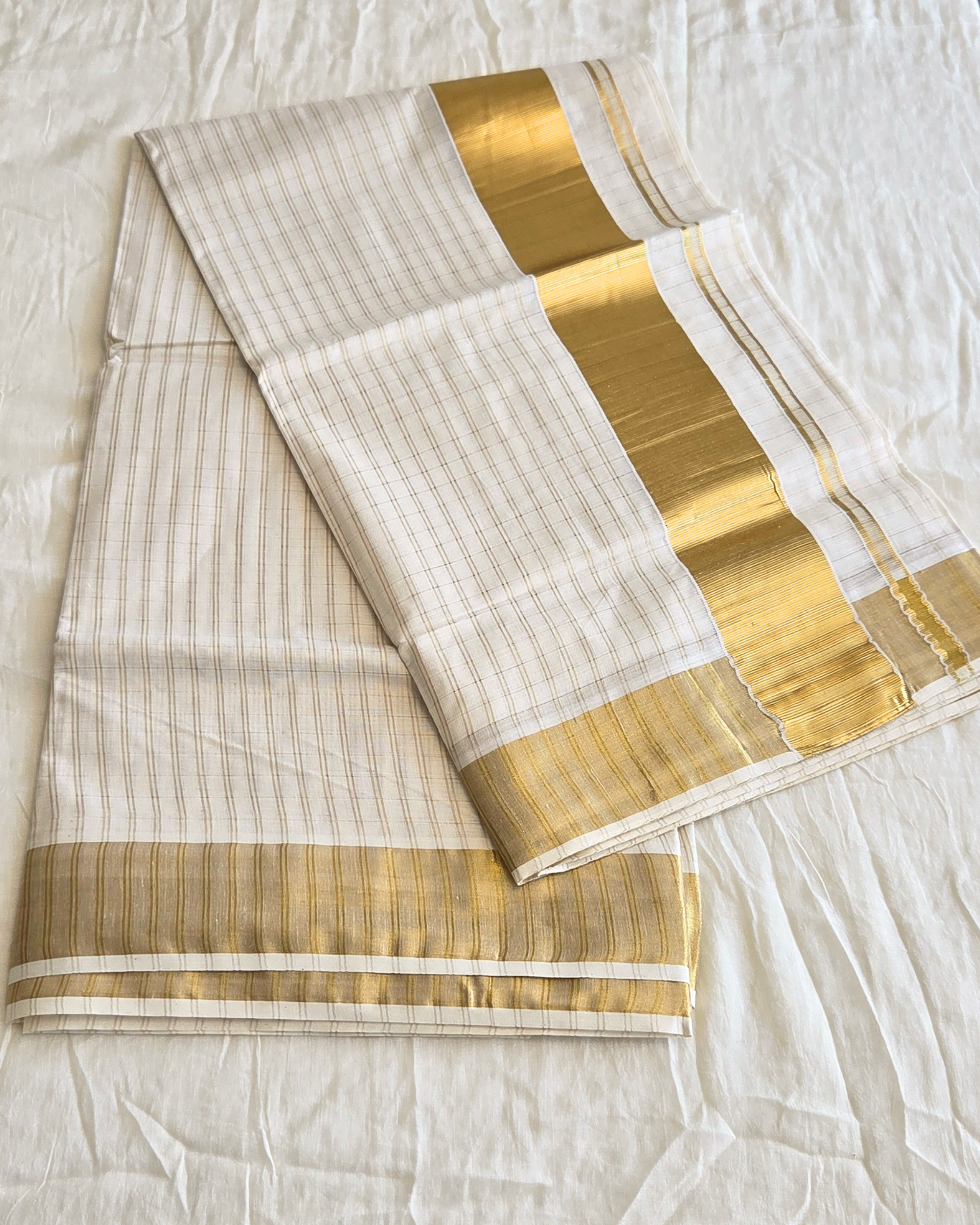 Balaramapuram Kaithari - 100% Organic Cotton Kasavu Saree