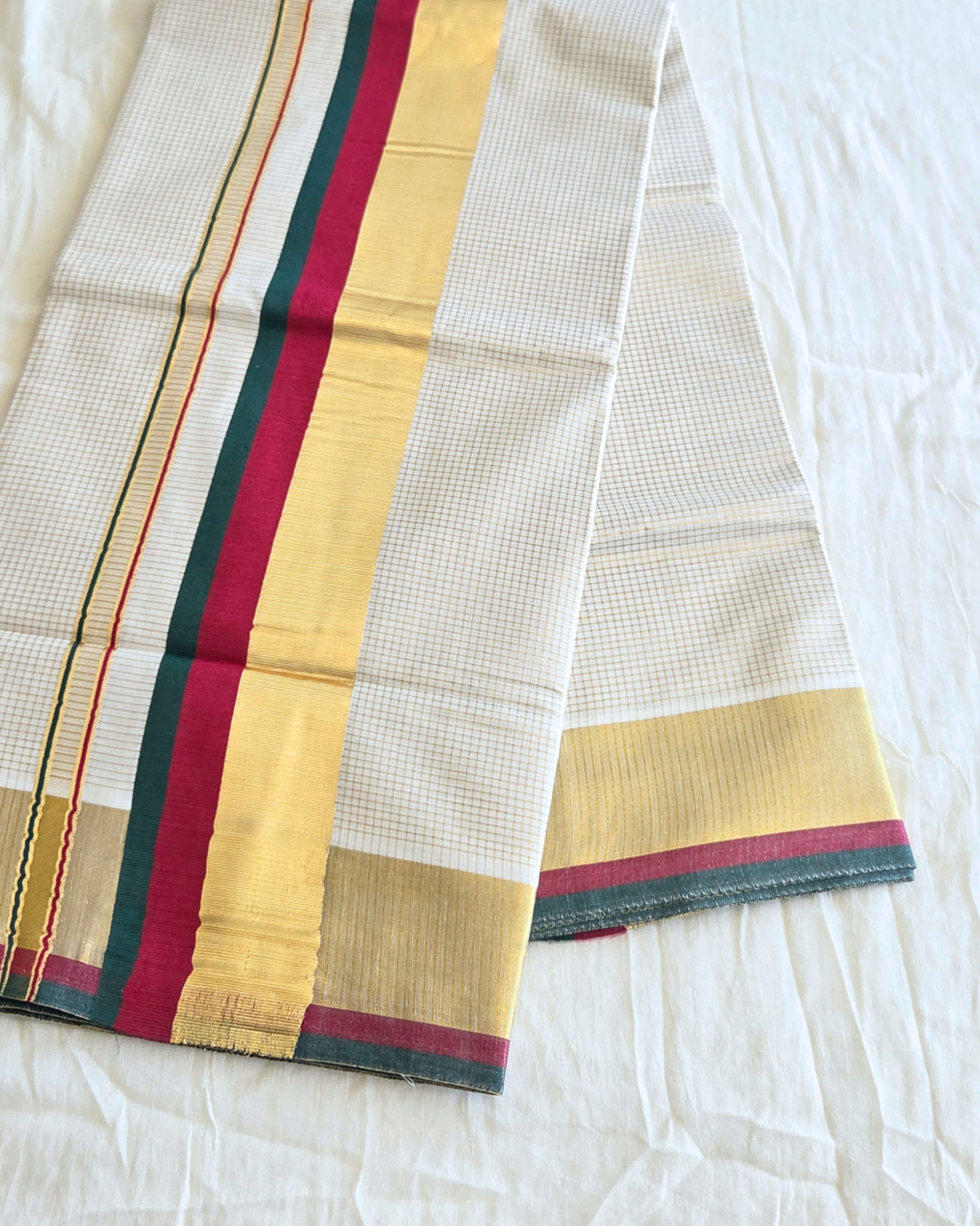 Balaramapuram Kaithari - 100% Organic Cotton Kasavu Saree