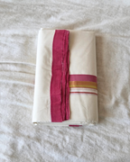 Rose Kasavu Kaithari Double Mundu — Handwoven Kerala