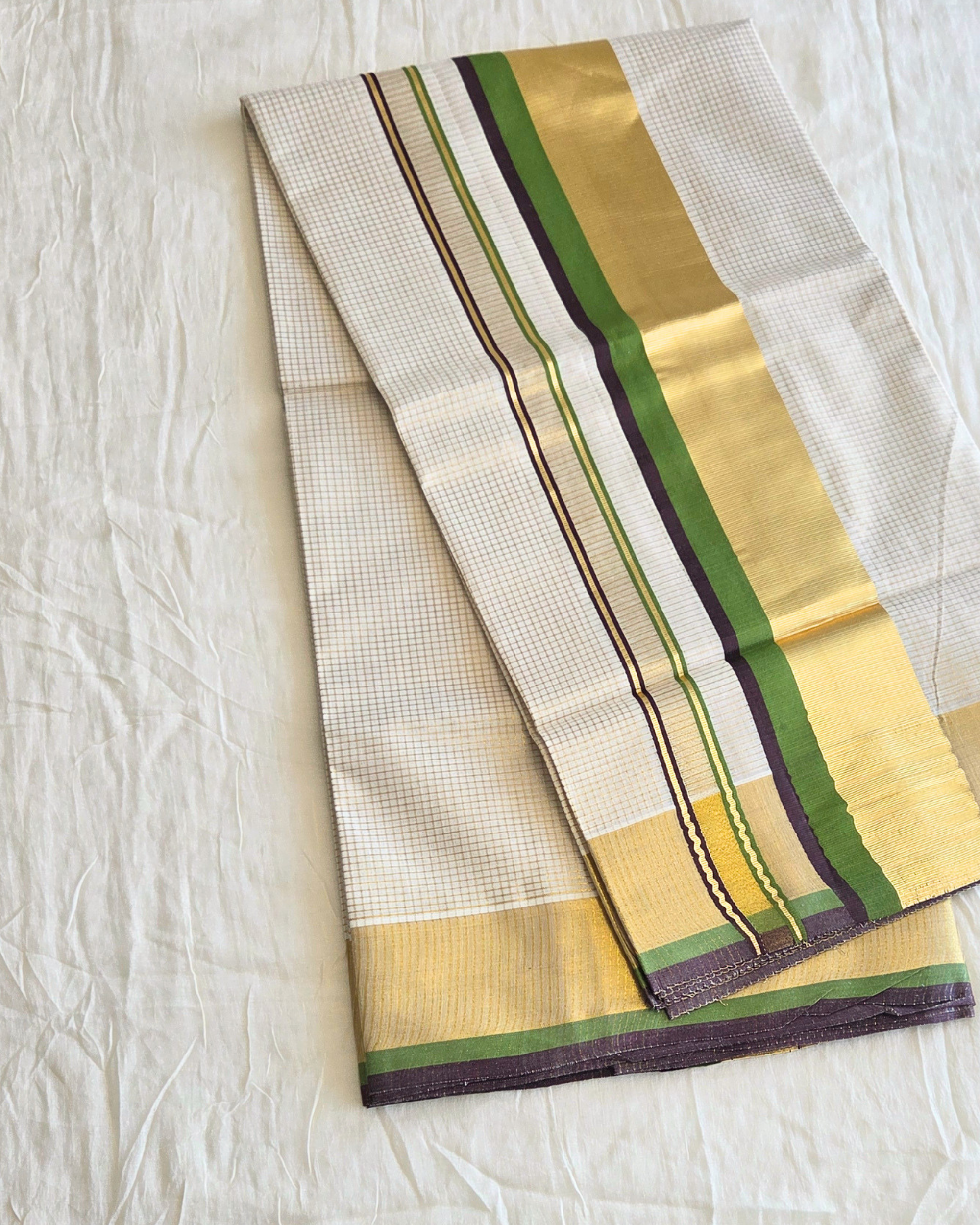 Balaramapuram Kaithari - 100% Organic Cotton Kasavu Saree