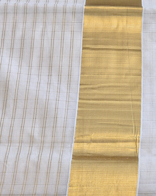 Balaramapuram Kaithari - 100% Organic Cotton Kasavu Saree