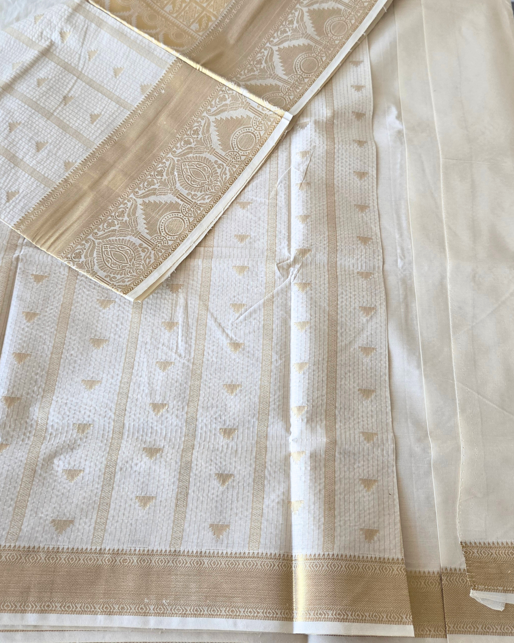 Balaramapuram Kaithari - 100% Organic Cotton Kasavu Saree