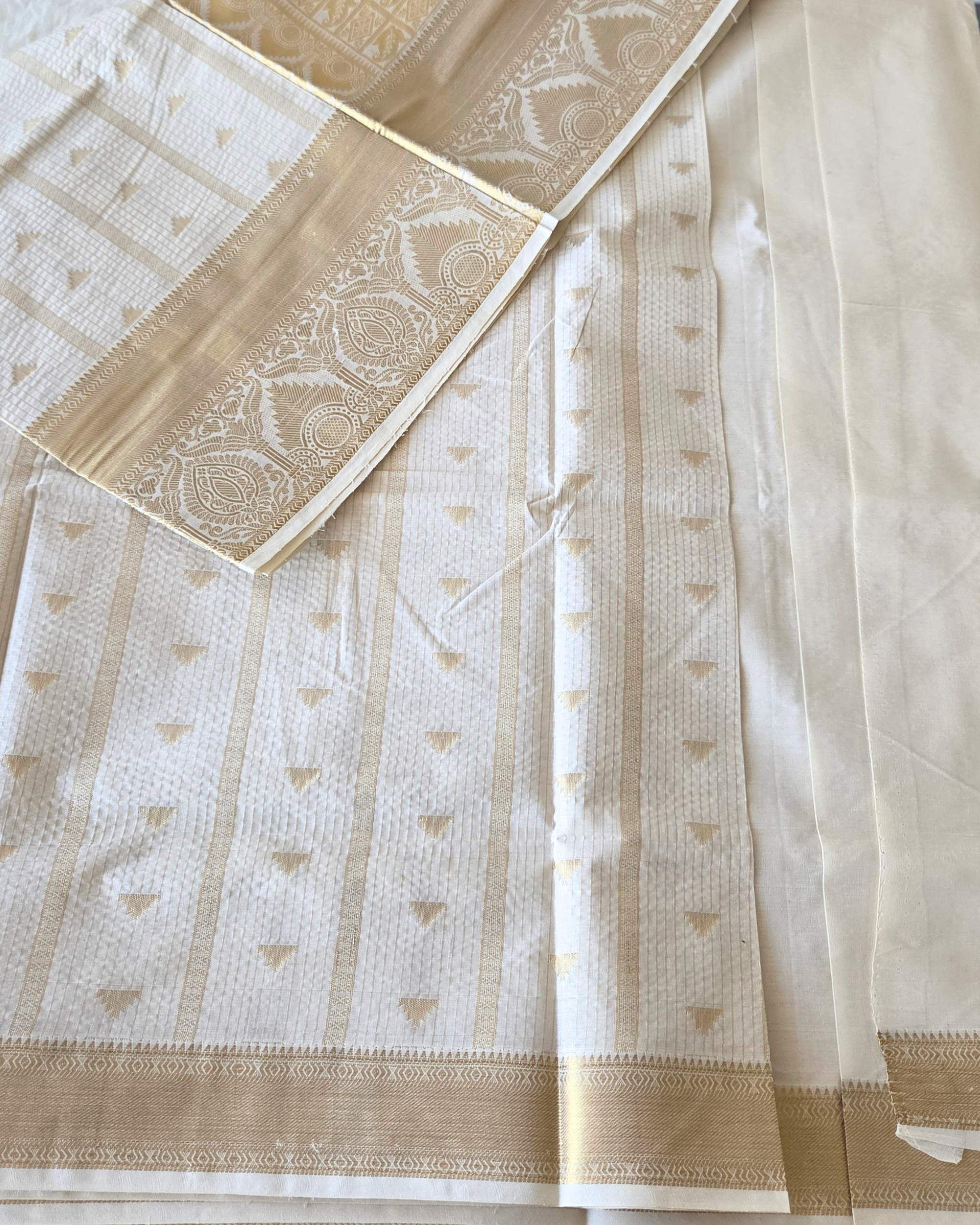Balaramapuram Kaithari - 100% Organic Cotton Kasavu Saree