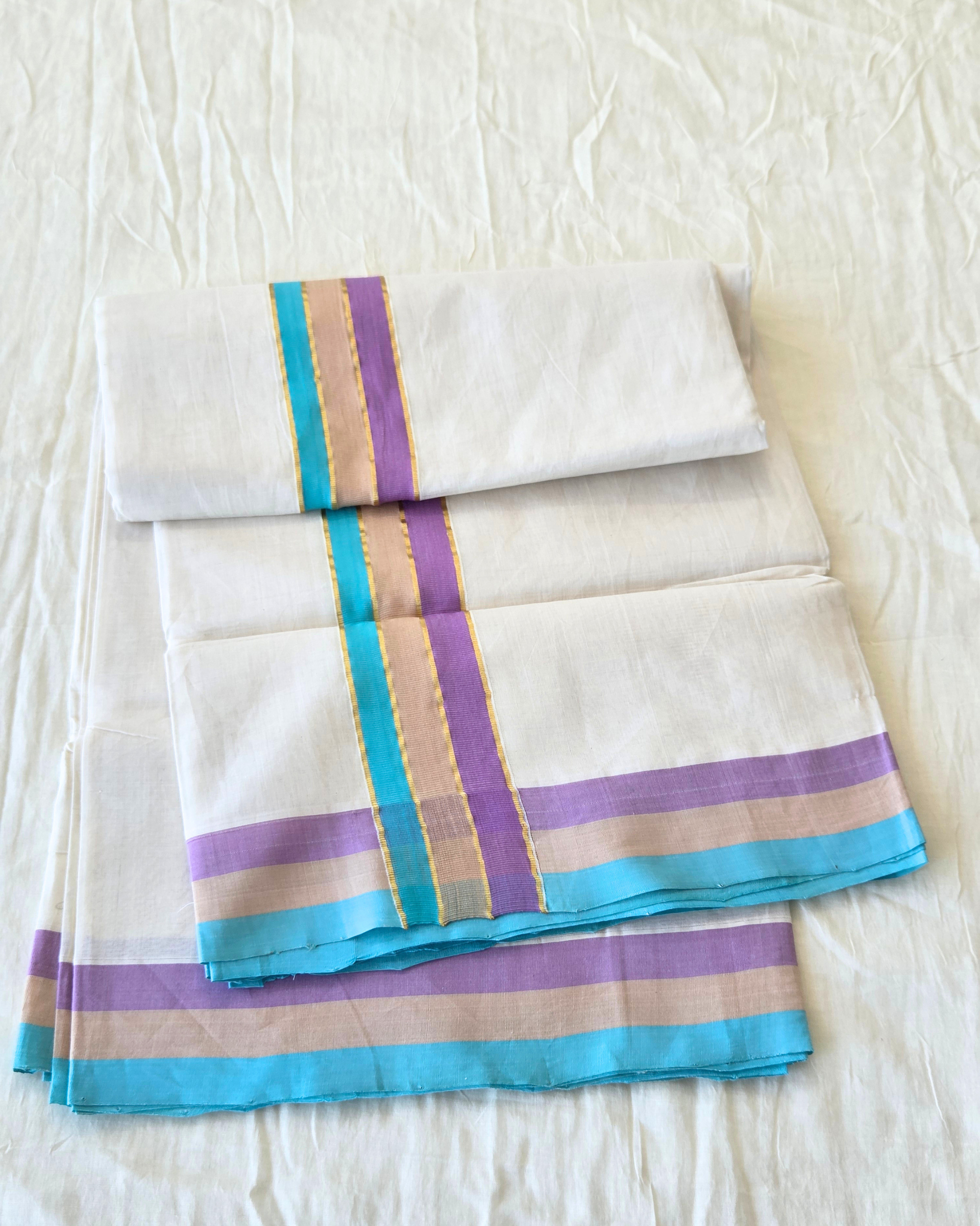 Balaramapuram Kaithari - 100% Organic Cotton Kasavu Saree