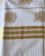 Peacock butta rows on ivory cotton —  Kerala kasavu saree Canada — Atelier Soza