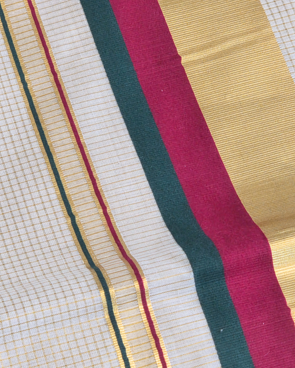 Balaramapuram Kaithari - 100% Organic Cotton Kasavu Saree