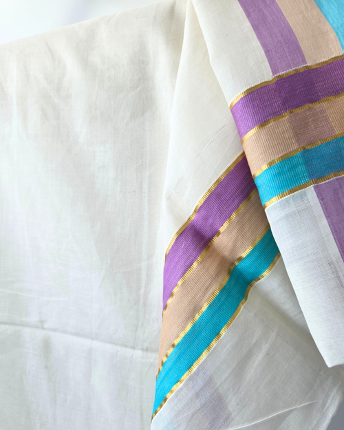 Balaramapuram Kaithari - 100% Organic Cotton Kasavu Saree