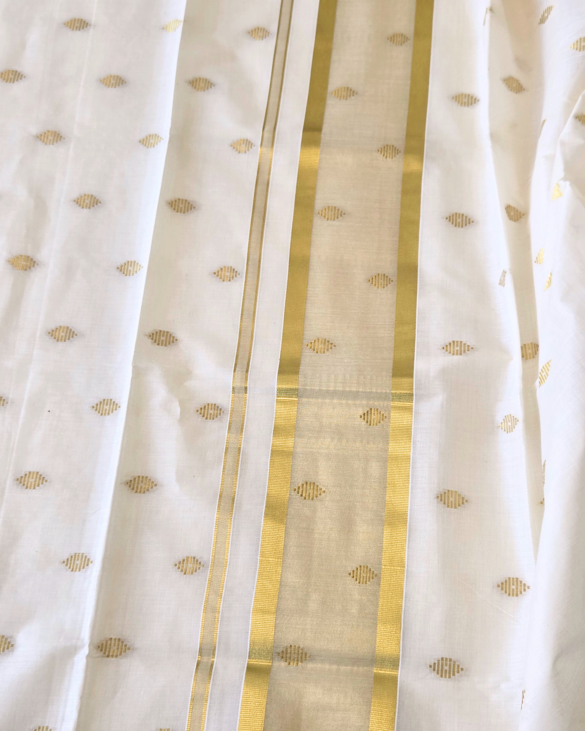 Balaramapuram Kaithari - 100% Organic Cotton Kasavu Saree
