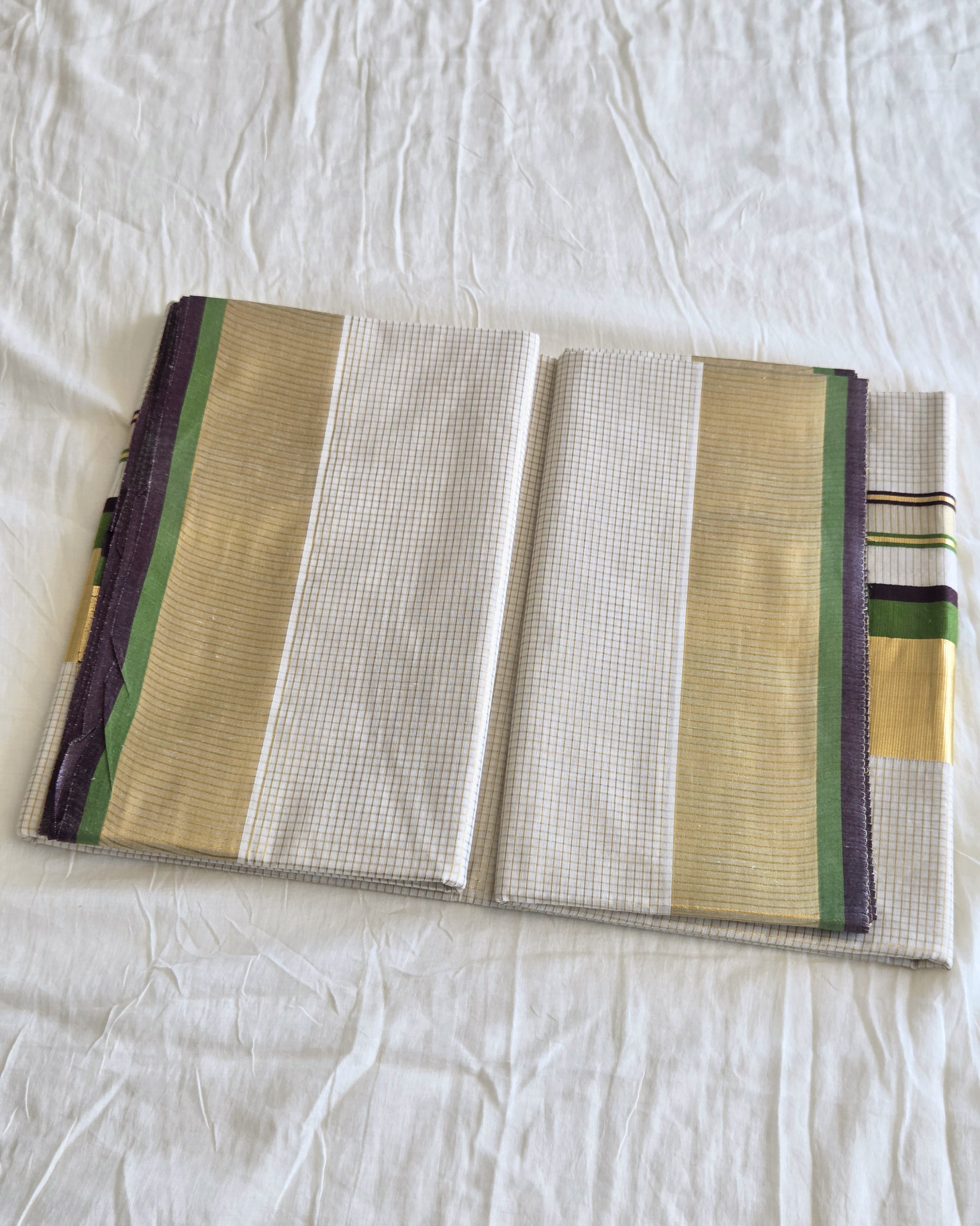 Balaramapuram Kaithari - 100% Organic Cotton Kasavu Saree
