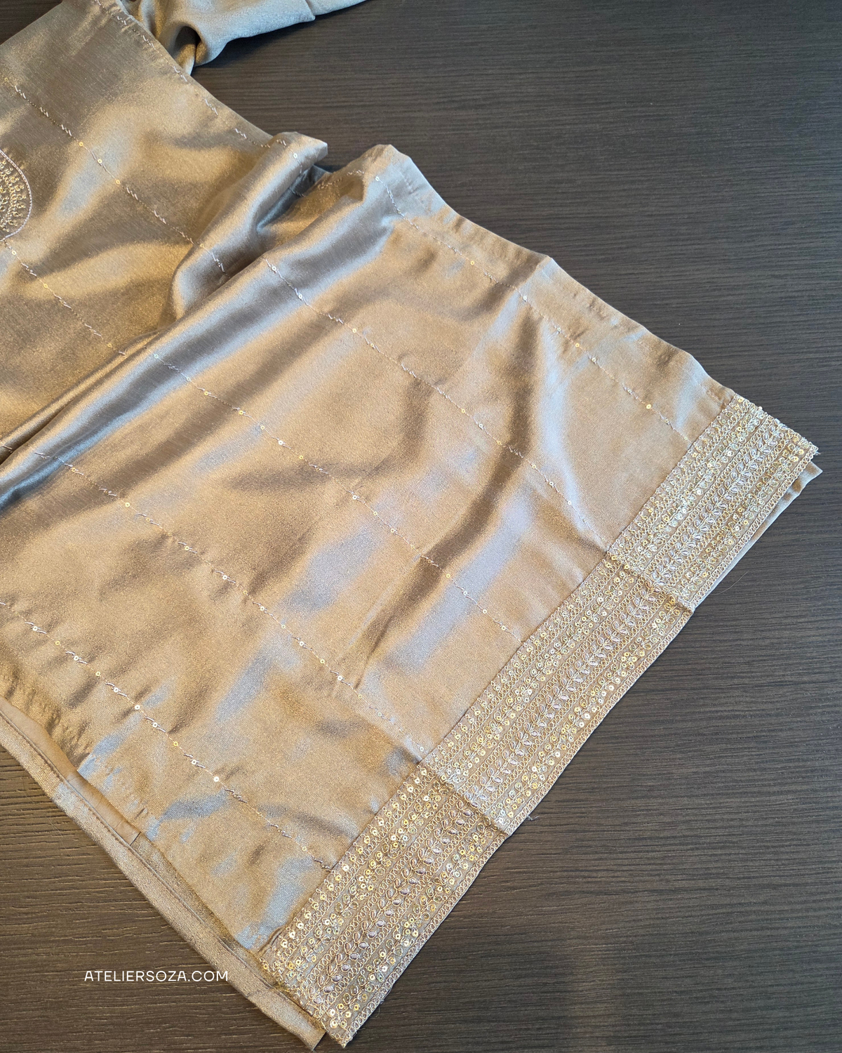 Muted Champagne Silk Kurta Set | 2 piece