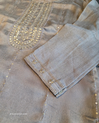 Muted Champagne Silk Kurta Set | 2 piece
