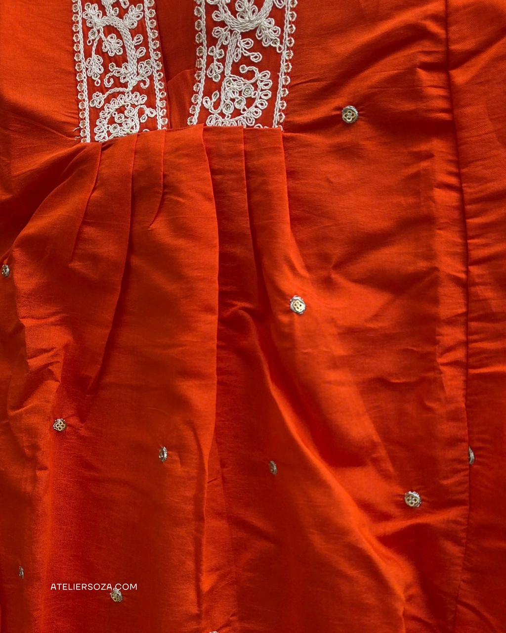 Sunset Orange Chanderi Kurta Set | 2 piece