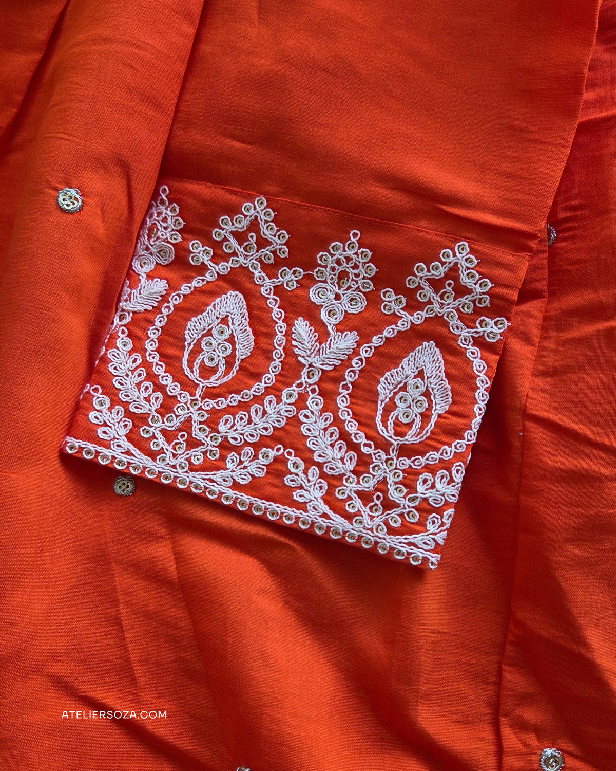 Sunset Orange Chanderi Kurta Set | 2 piece