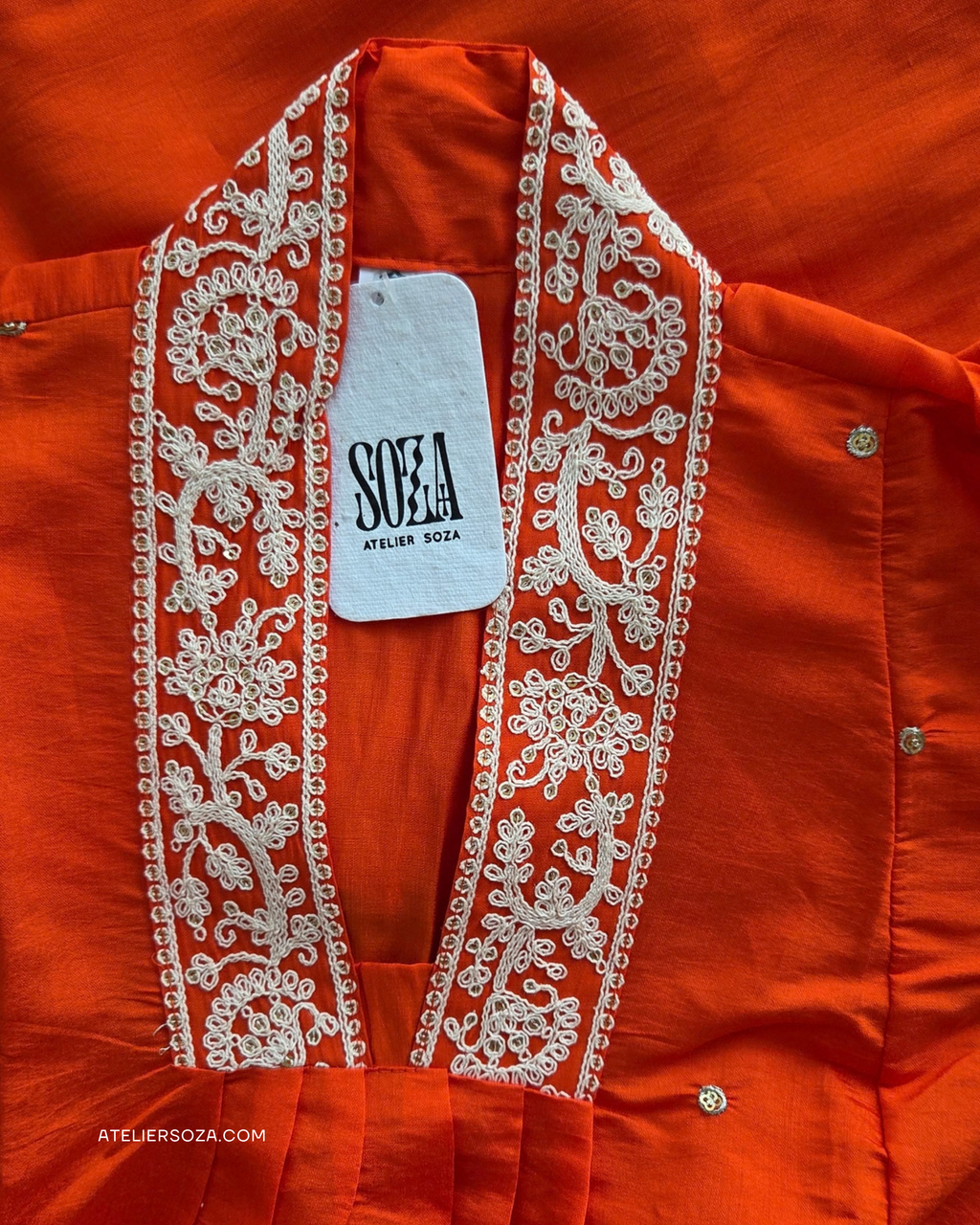 Sunset Orange Chanderi Kurta Set | 2 piece