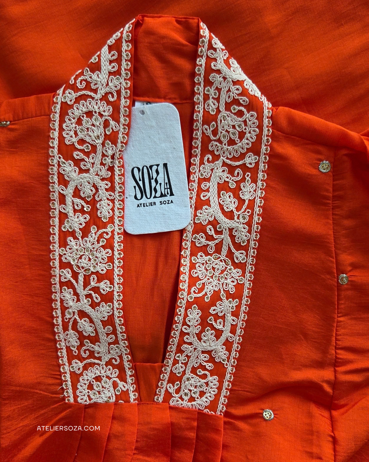 Sunset Orange Chanderi Kurta Set | 2 piece