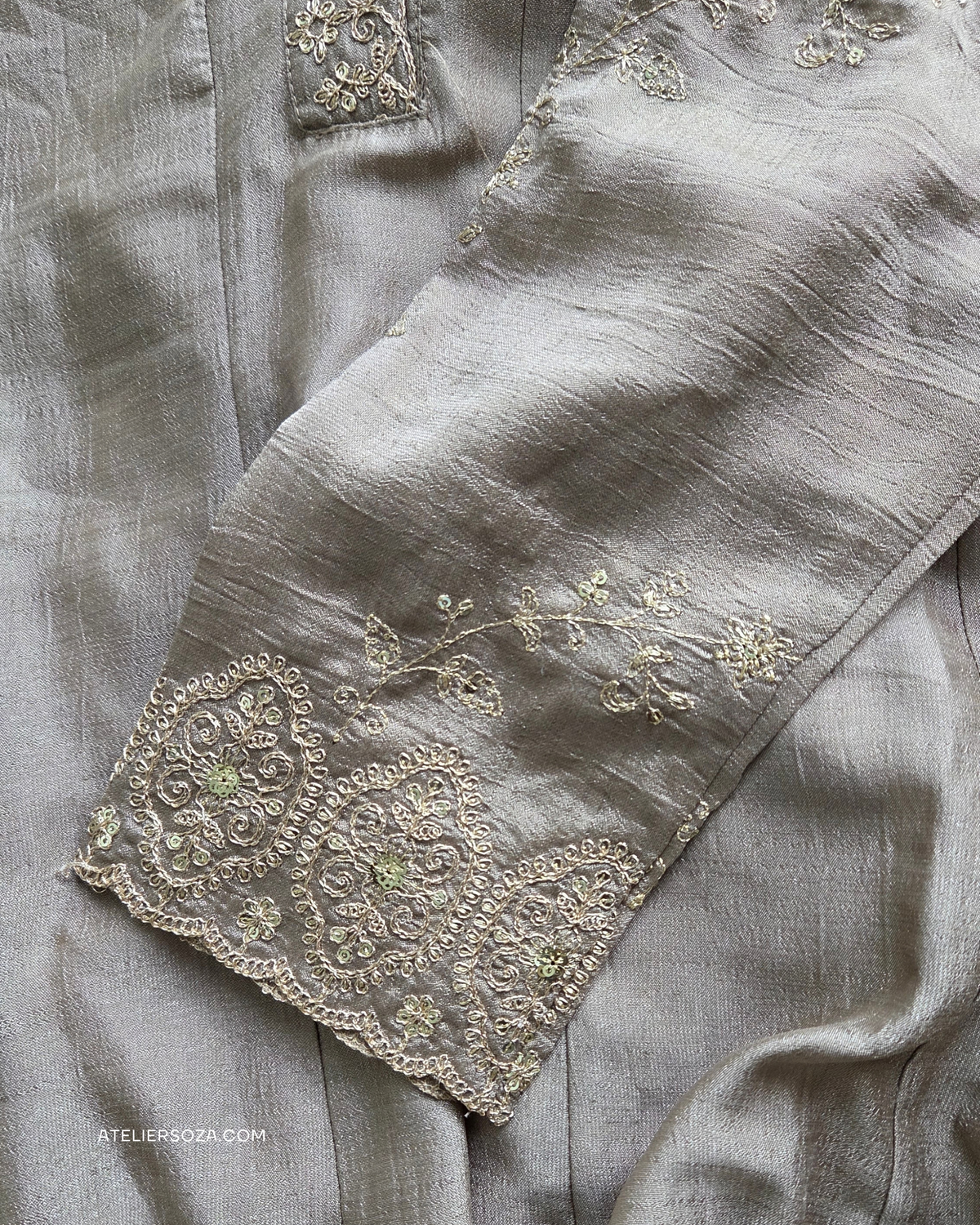 Sandstone Silk Embroidery Anarkali Suit |  3 Piece