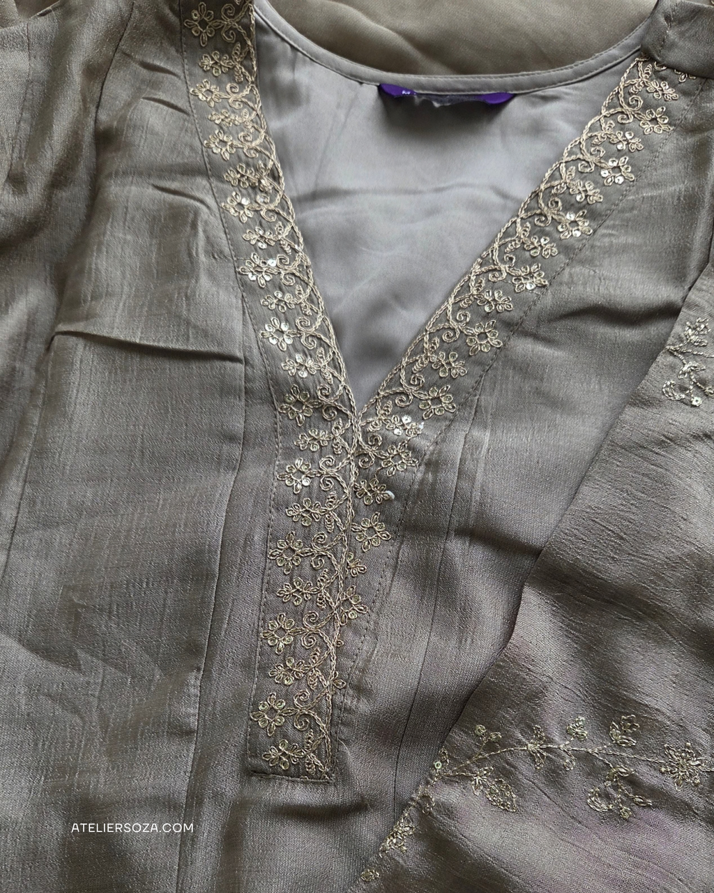 Sandstone Silk Embroidery Anarkali Suit |  3 Piece