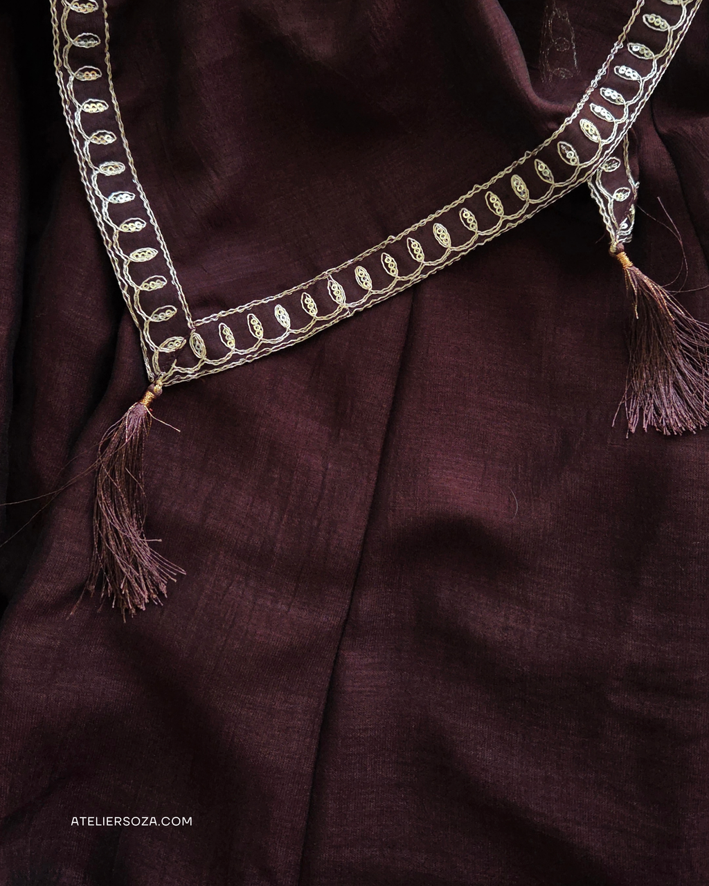 Coffee brown Silk Embroidery Anarkali Suit |  3 Piece