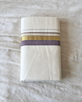 Broad kasavu double mundu angled fold — dense gold zari border, Balaramapuram handloom cotton Canada — Atelier Soza