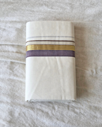 Broad kasavu double mundu angled fold — dense gold zari border, Balaramapuram handloom cotton Canada — Atelier Soza