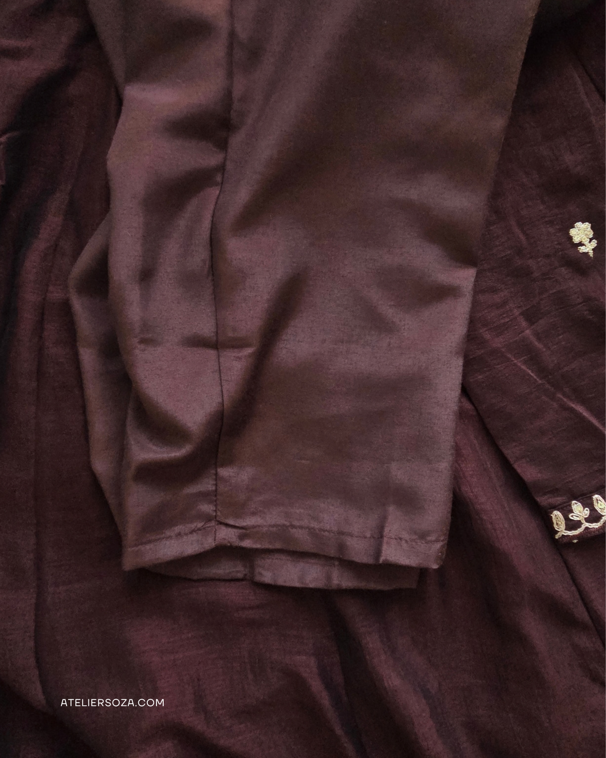 Coffee brown Silk Embroidery Anarkali Suit |  3 Piece